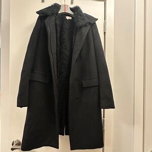 Helmut Lang Black Wool Cashmere Coat Small